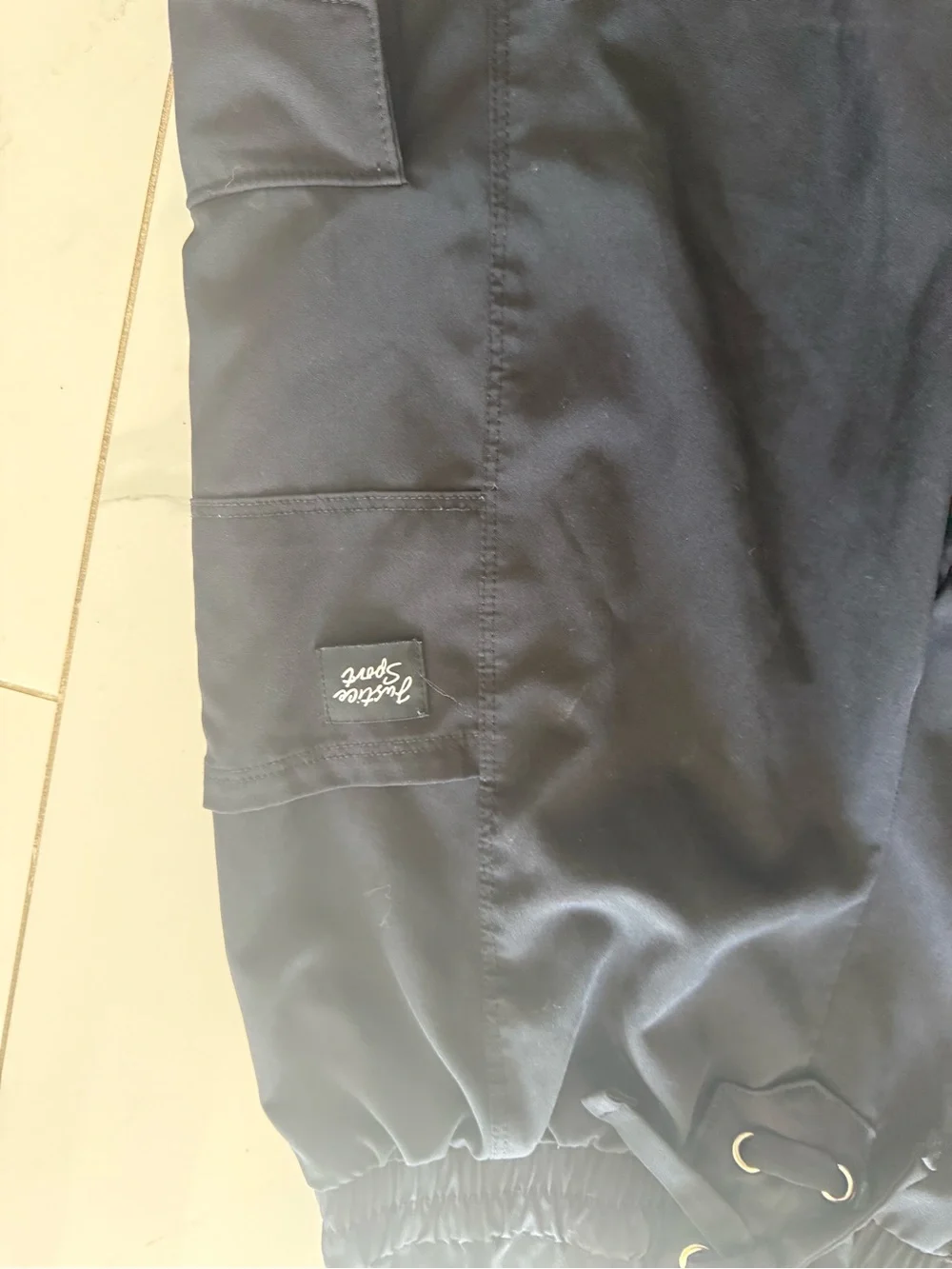 Justice Kids Black Cargo Pants with Drawstring Waist